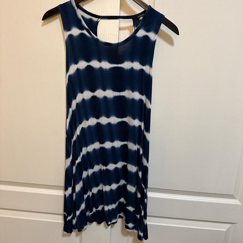 Navy and white tie dye summer dress size M